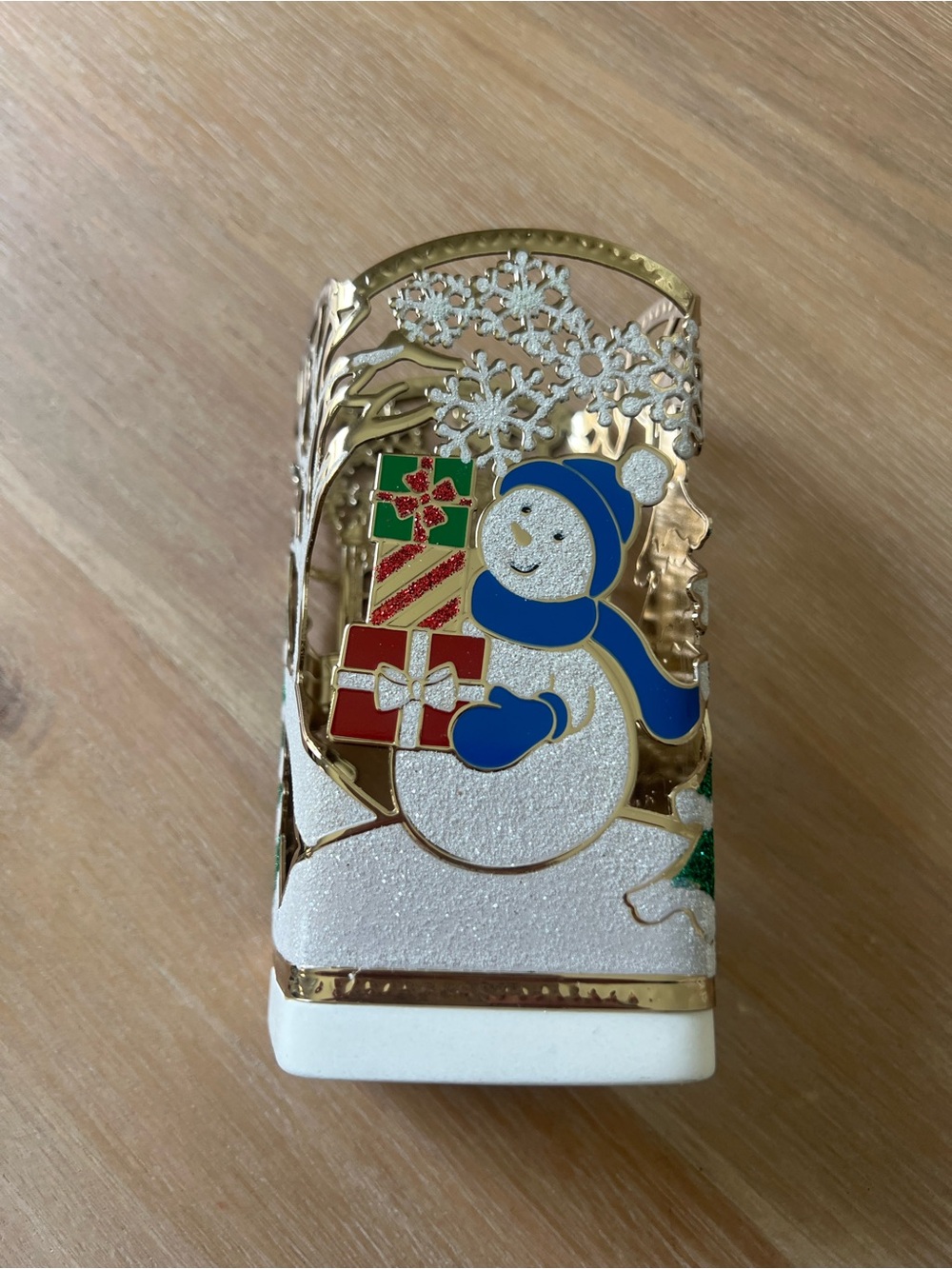 Bath & Body Works Metal Holiday Snowman Soap Holder with Blue Accents
